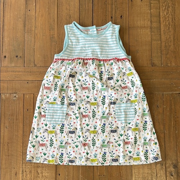 Mini Boden sleeveless striped donkey print pocket dress - Picture 1 of 7